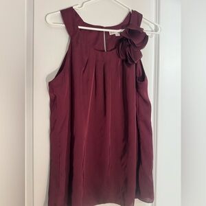 Cleo Burgundy Sleeveless Blouse with Floral Detail